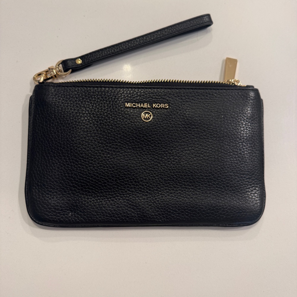 Michael Kors Black Leather Wristlet